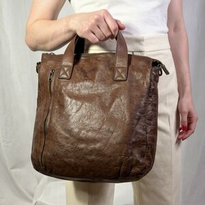 RUDSAK BROWN LEATHER TOTE BAG CROSSBODY BAG BAG WOMAN